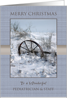 For Pediatrician & Staff at Christmas ~ Farm Implement in the Snow card