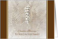 Thanksgiving Wheat To Niece and Her Family ~ Countless Blessings card