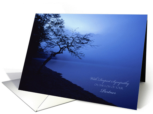 Sympathy Loss of Partner ~ On the Shore Warm Blue Silhouette card