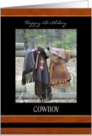 Happy Birthday Cowboy ~ Leather Chaps on the Fence card