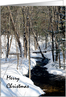 Merry Christmas, Stream with Snow Covered Trees card