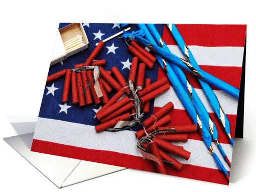 4th of July, Firecrackers, American Flag card (856973)