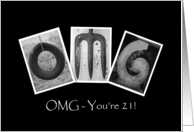 21st - Birthday - OMG - Alphabet Art card