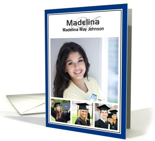 Monogram Collage Graduation Photo card (922740)