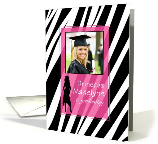 Princess Pink Zebra Print Graduation Photo card (929940)