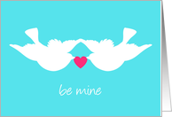 Turquoise White Love Birds Valentine Greeting card