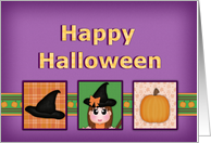 Halloween Greeting, Witch and Pumpkin card