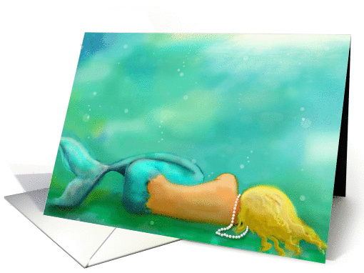 Sleeping Mermaid in the Ocean, Blank Note Card! card (1011787)