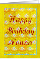 Happy Birthday Nonna on textured golden peacock feathers! card