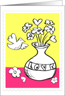 Color Me Collection Happy Valentine’s Day love bird and flowers! card