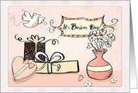 Vintage Valentine’s Day with bonbons, flowers and love! card