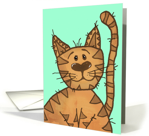 Silly tiger cat blank note card for the crazy cat person! card