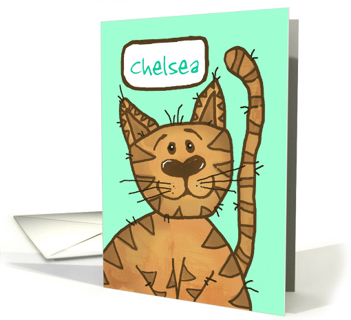 Personalize name cat blank note card for the crazy cat person! card