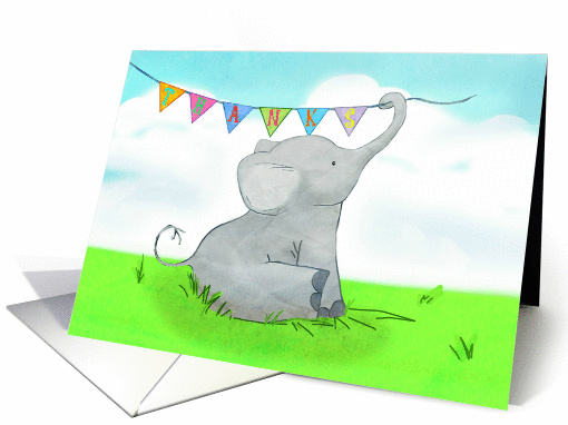 Wrinkly elephant sends tons of thanks on colorful... (1328286)