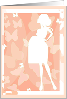 Congratulations Baby girl, butterfly kisses! Pregnant Woman Silhouette card