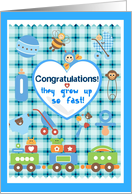 Congratulations on Your Baby Boy Bundle! Heart and Blue Gingham! card