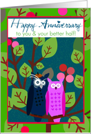 Happy Anniversary, Confused Couple, Owls! card
