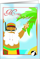 Merry Christmas African Am. Rasta snorkeling Santa, smoking a blunt! card