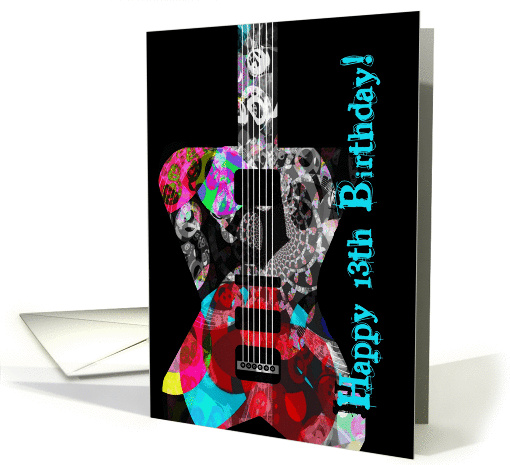 Happy 13th Birthday, you rock cool guitar! card (901022)