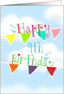 Happy 9th Birthday, singing blue birds on brightly colored banners! card