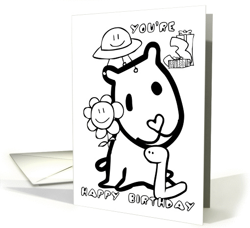 Happy 3rd Birthday 'Color Me' Collection, puppy fun! card (916341)