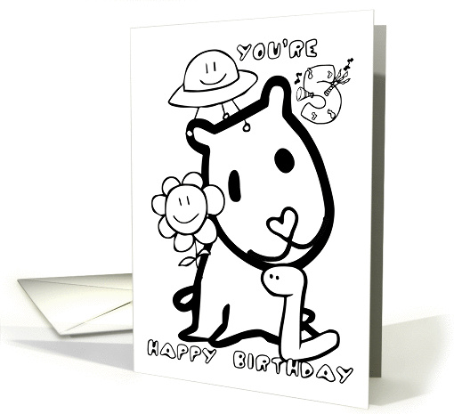 Happy 5th Birthday 'Color Me' Collection, puppy fun! card (916347)