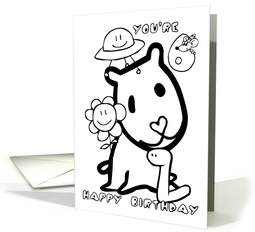 Happy 6th Birthday 'Color Me' Collection, puppy fun! card (916348)