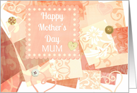 Happy Mother’s Day ’Mum’ vintage print with hearts and buttons! card
