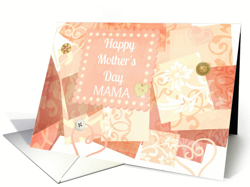 Happy Mother's Day 'Mama' vintage print with hearts and buttons! card