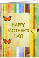 Happy Mother’s Day, for Dad, stripes, butterfly hinges, heart button look! card