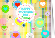 Happy Mother’s Day, Nonna, plaid pastels, hearts and buttons! card