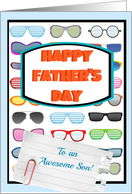 Happy Father’s Day Awesome Son, to a cool guy, sunglasses! card