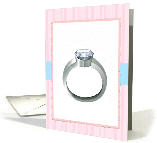 Congratulations on Your Engagement, Ring on Pink Stripe! card (952705)