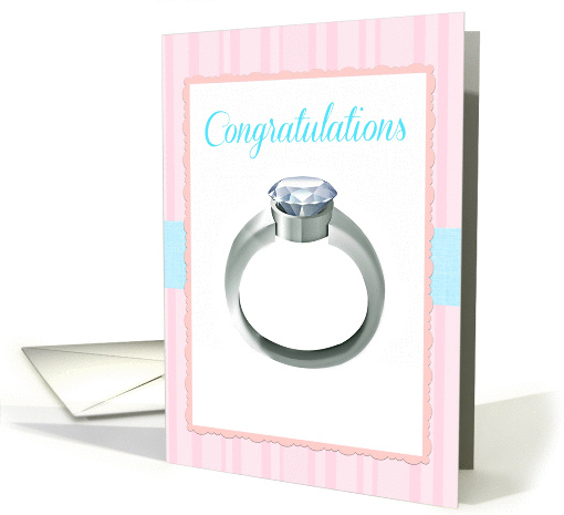 Congratulations on Your Engagement, Ring on Pink Stripe! card (952709)