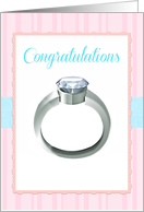 Congratulations on Your Engagement, Ring on Pink Stripe! card