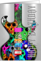 Happy Birthday Cool Electric Guitar with Skulls on Metal! card