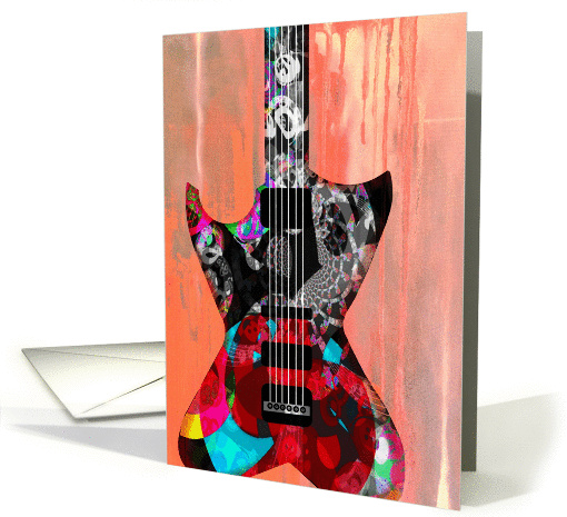 Cool Electric Guitar Note Cards with Swirls on Wood! card (955835)