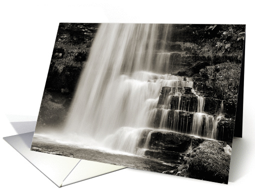 Sepia dreamy waterfall - Uldale Force Cumbria blank card (873997)