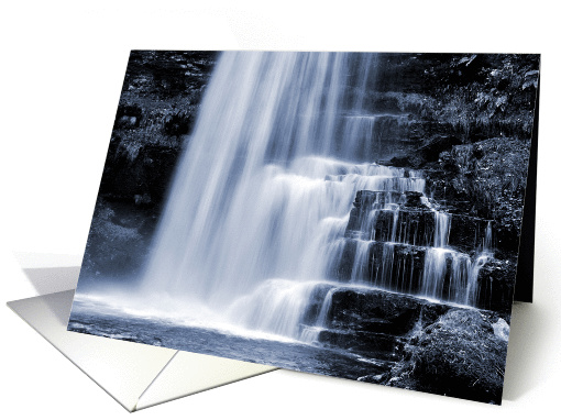 Blue tone dreamy waterfall - Uldale Force Cumbria blank inside card