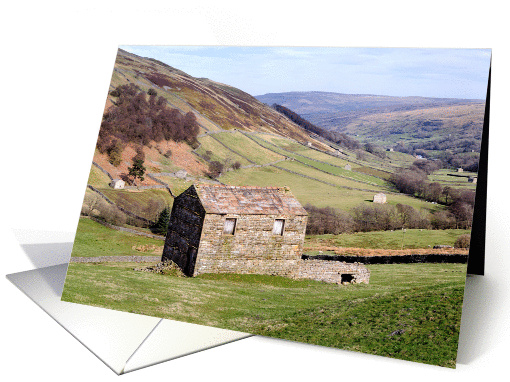 The Yorkshire Dales - Swaledale walls and barns - blank card (876985)