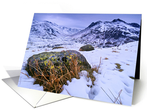 Snowy winter scene, Great Langdale, The Lake District - blank card