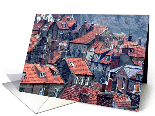 Pantiled red roofs, Robin Hood's Bay, East Yorkshire - Blank card