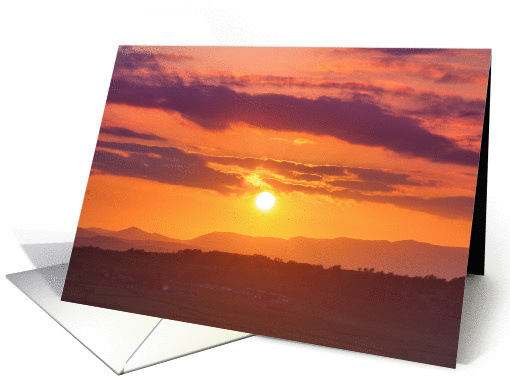 Orange sunset near Kendal, Cumbria - Blank card (877464)