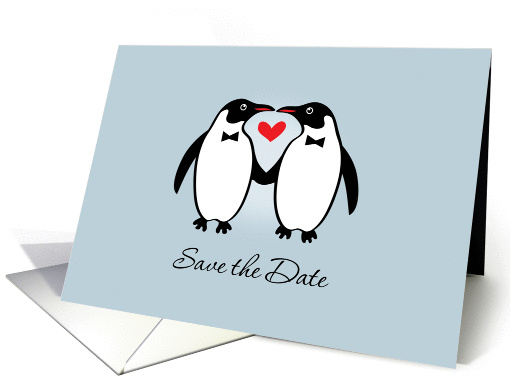Gay Penguins Save The Date Wedding Announcement card (1130794)