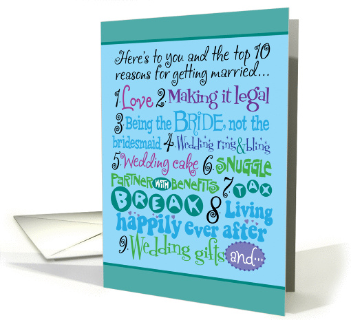 Bridal Shower-Top 10 Reasons for Getting Married card (880157)