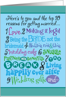 Bridal Shower-Top 10 Reasons for Getting Married card