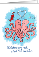 Love-Cute Octopus Couple, Illustration Card