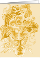 Warrior Spirit in Gold, Hand Drawn card