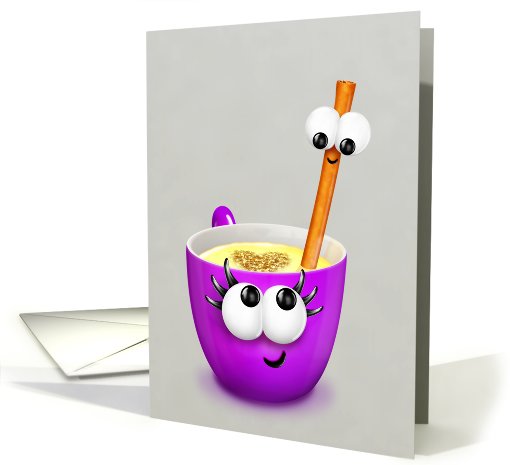Happy Holidays, Whimsical Egg Nog and Cinnamon Stick card (878608)