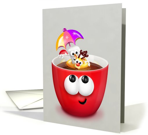 Happy Holidays, Whimsical Cocoa Mug with Marshmallow card (878611)